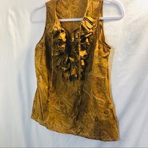 LRL ruffle sleeveless floral paisley sleeveless